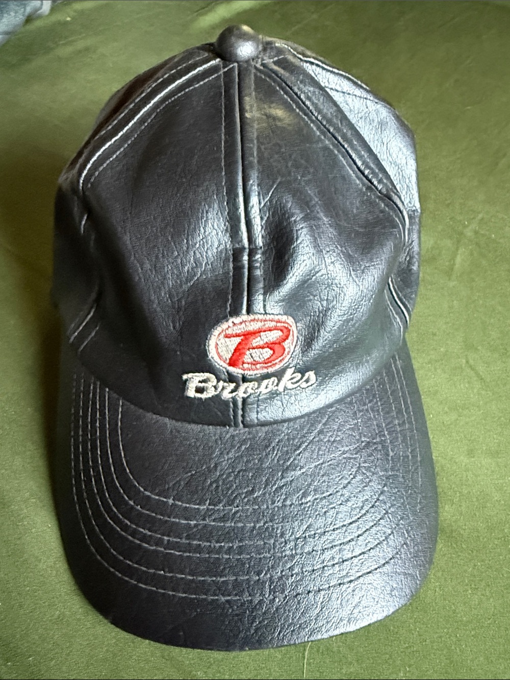 Brooks Vintage Black Leather Cap with Emblem. Adjustable